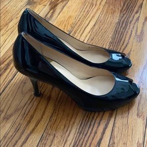 Cole Haan black peep toe pumps Nike air 9.5